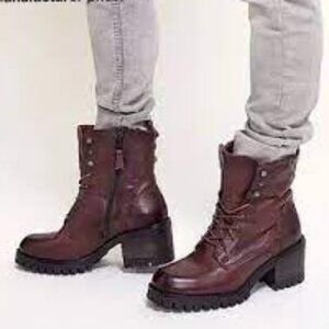 NEW MIZ MOOZ Leather Marsh Heel Booties Merlot for women 764tn